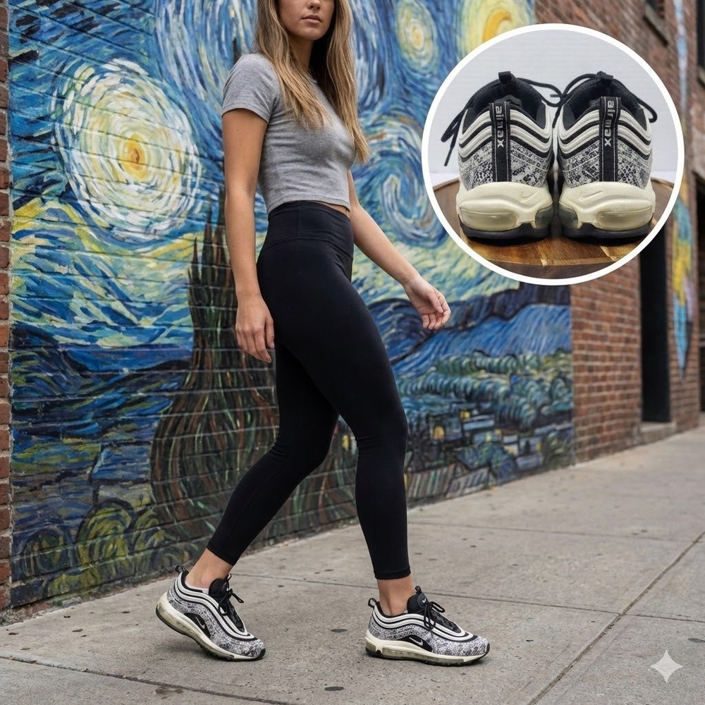 Nike Air Max 97 Snakeskin Black White Womens Sneakers CT1549-001 Size 8